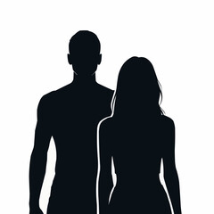 Silhouette of a man and woman standing together as a couple.