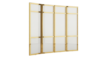 Modern Wooden Room Divider with Translucent Panels.