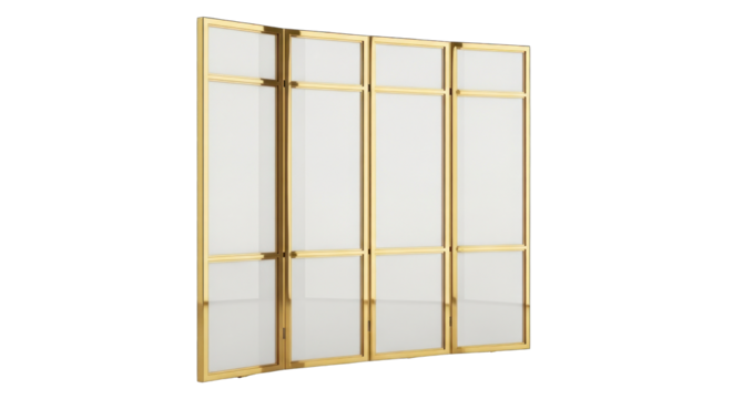 Modern Wooden Room Divider with Translucent Panels.