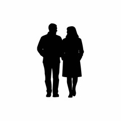 Silhouette of a couple walking together.