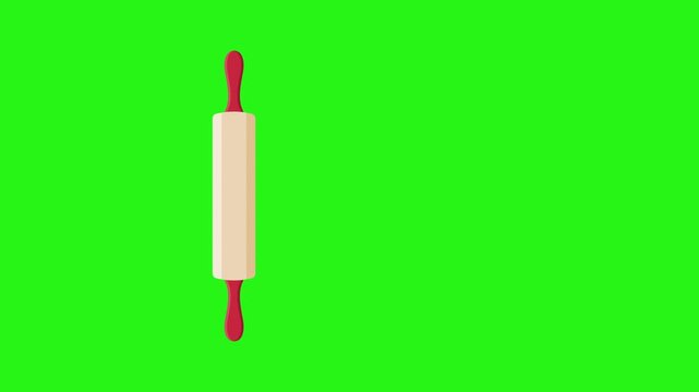 Animated kitchen rolling pin vector on green screen