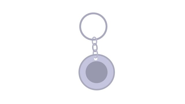 Key chain flat vector icon animation on white background