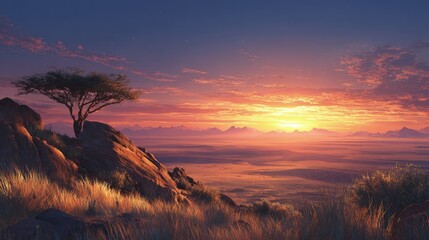Sunrise Over Mountaintop Landscape