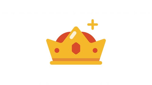 Stylized golden crown with red gems and sparking effect
