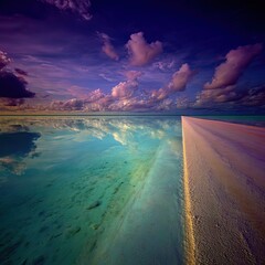 Colorful Tropical Beach Sunset Reflection