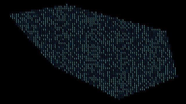 Clipperton Island Binary code map animation, Digital data visualization, alpha layer