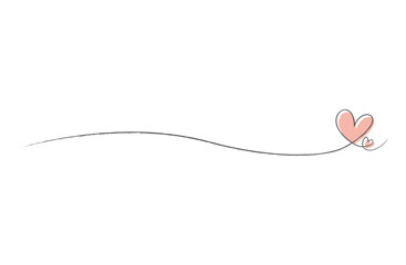 シンプルな鉛筆風手描きのハート2つ付き下線のあしらい