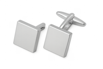 Square silver cufflinks showcasing formal mens fashion accessory