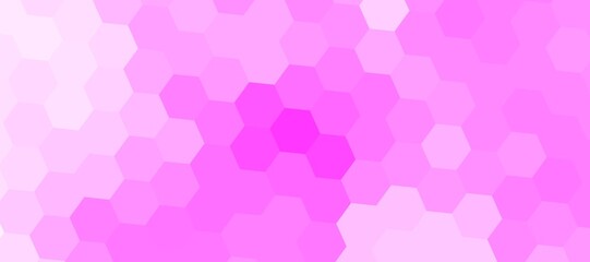 Hexagonal pattern with shades of pink and purple, creating a gradient effect. The hexagons