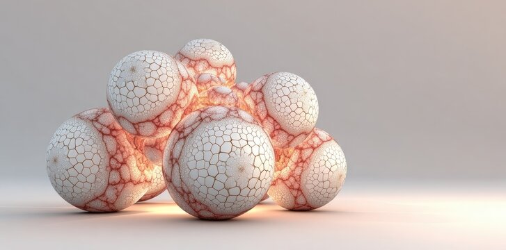 Abstract 3D Spheres Cluster With Red Dots
