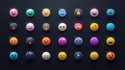 Diverse Emoji Collection - A Spectrum of Emotions and Expressions.