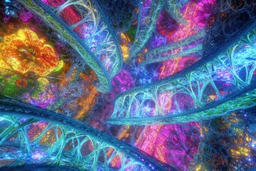 Abstract Colorful Glowing Fractal Design