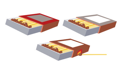Matchsticks and matchboxes set illustration