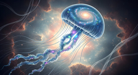 Cool wallpaper Surreal jellyfish in a cosmic sky ethereal and dreamlike perfect for fantasy art and imaginative concepts