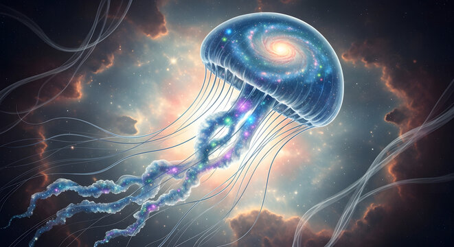 Cool wallpaper Surreal jellyfish in a cosmic sky ethereal and dreamlike perfect for fantasy art and imaginative concepts