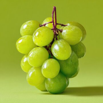 Vibrant Green Grapes Bunch on Monochromatic Background, Fresh and Healthy Fruit Still Life Photography