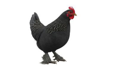 Black hen isolated on white a domestic fowl perfect for poultry farming and agricultural concepts