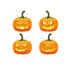 Spooky halloween pumpkins with carved faces glowing in the dark creating a festive and eerie atmosphere for holiday celebrations and themed designs perfect for october