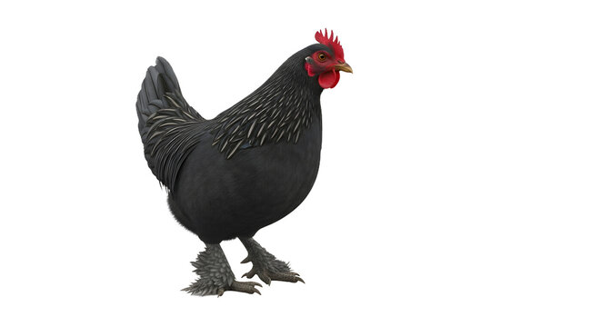 Black hen isolated on white a domestic fowl perfect for poultry farming and agricultural concepts