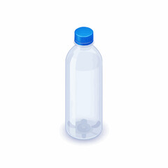 Isometric 3D Water Bottle Mockup on White Background