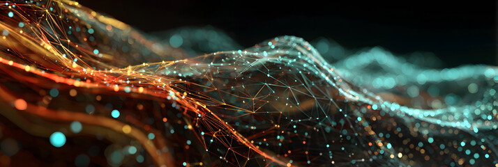 Abstract digital wave flowing through big data