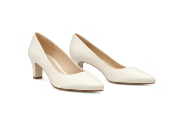 White classic women's pumps with block heels