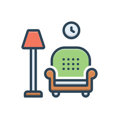 Color illustration icon for lounge area
