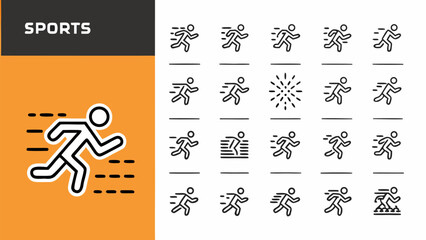 Obraz premium Dynamic running icons showcase speed, fitness, and athletic achievement for athletic branding and sport design