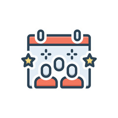 Color illustration icon for social events