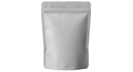 Blank white stand up pouch with resealable zipper closure isolated on transparent background
