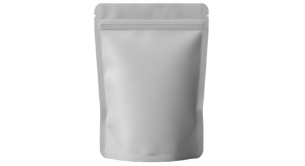 Blank white stand up pouch with resealable zipper closure isolated on transparent background