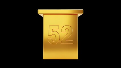 Golden Number Fifty-two on Black Background - Elegant Anniversary