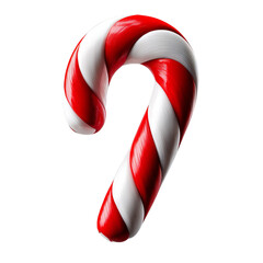 A vibrant red and white striped candy cane, symbolic of the holiday season.