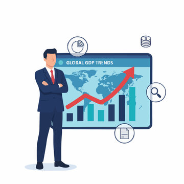 Vector business leader tracking global GDP trends