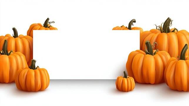 Festive pumpkins frame your Halloween message in this bright, cheerful fall harvest scene, perfect for seasonal promotions and autumn celebrations