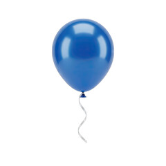 A Single Glossy Blue Balloon Floats With A Curled Ribbon Against A Transparent Background Perfect For Celebrations And Decorations