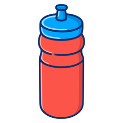 red sport plastic water bottle flat color vector illustration template design