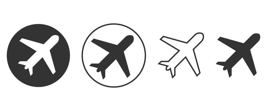 Flight transport symbol, plane icon set