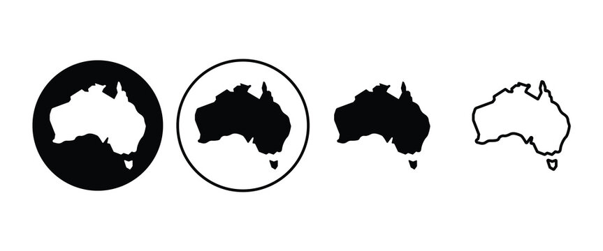 Australia map sign symbol icon set