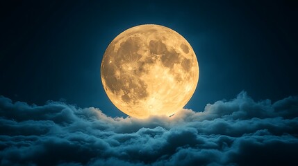 Full moon over clouds at night