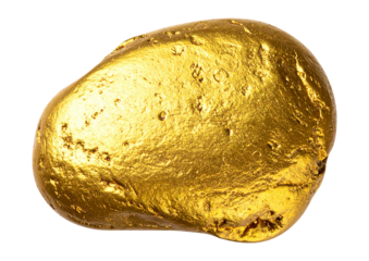 Unrefined gold nugget stone isolated object
