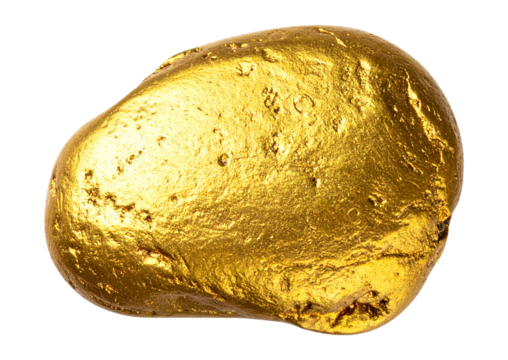 Unrefined gold nugget stone isolated object