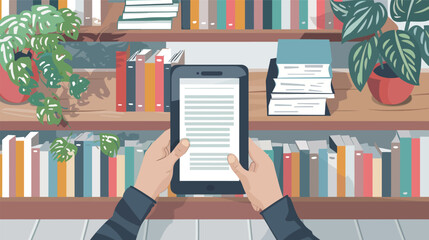 Person reading an e-book on a tablet &ndash; digital reading illustration