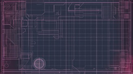 Futuristic Digital Blueprint Grid with Neon Pink Cyberpunk Circuit Lines - Abstract Technology Interface Background