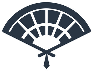 Stylized Icon of an Open Fan in Decorative Design, Traditional Symbol, Asian culture, Japanese Art