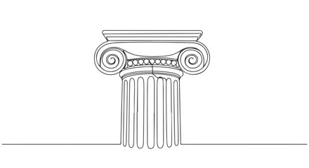 Fototapeta premium Minimalist one line continuous drawing of a classical Ionic column, a sophisticated vector illustration depicting ancient architectural design and timeless stability