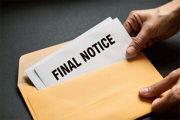 hand pull final notice warning from letter. Legal deadline urgency