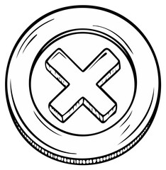 Fototapeta premium Hand drawn cross mark within a circle icon representing rejection or cancellation in sketch style