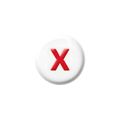 Obraz premium Close-up of a Red 'X' Mark on a White Background with Glossy Finish for Creative Concept Illustrations
