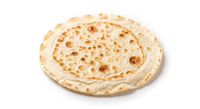 Freshly baked flatbread isolated on white background - Powered by Adobe